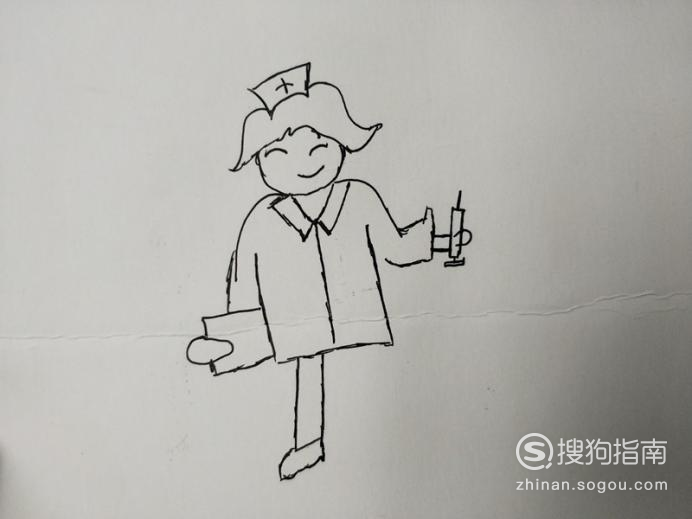 手拿针管的护士简笔画怎么画，怎么画打针的护士